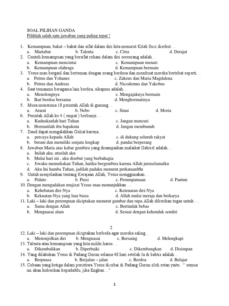 Agama Katolik Sd Kelas 6