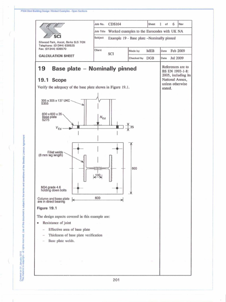 Base Plate Design Per EURO CODE | PDF
