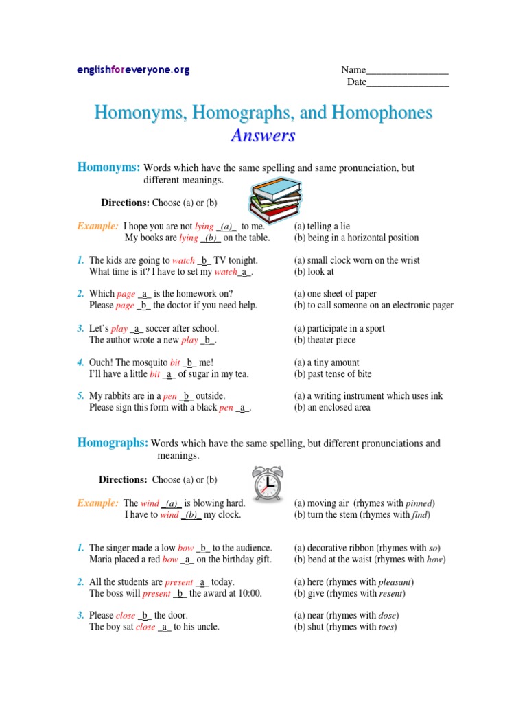 homonyms homographs homophones answers pdf linguistics