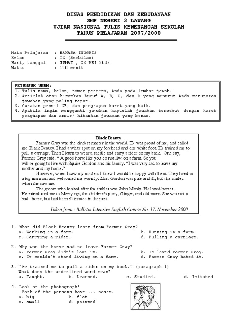 Soal Usek 0708 Mulok Bahasa Inggris Dances Java