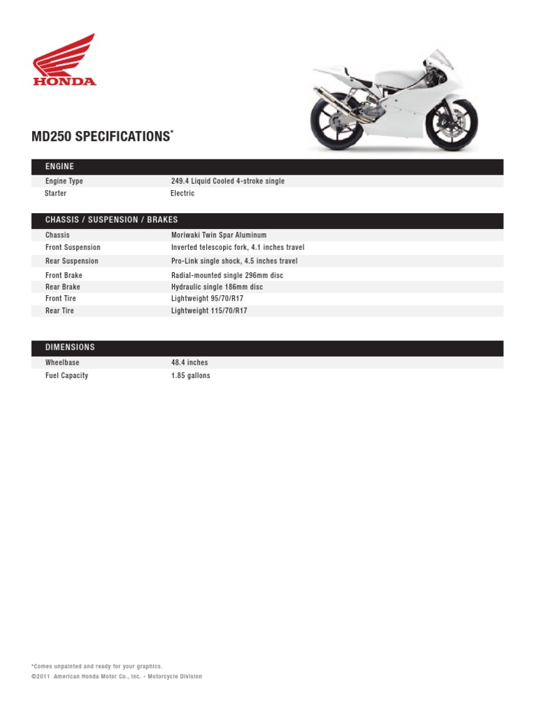 Md250 Specifications: Engine | PDF | Business | Home & Garden