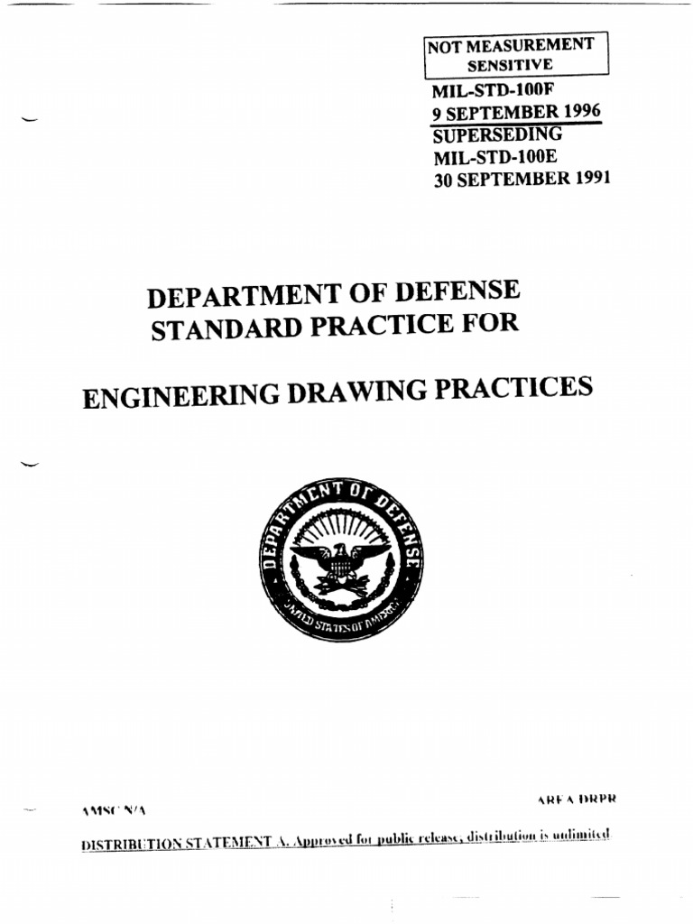 Mil Std 100f Engineering Drawing Practices Specification Technical Standard United States Department Of Defense