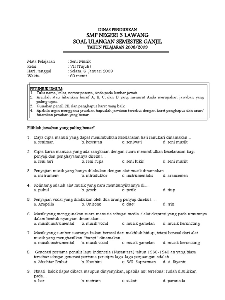 Contoh Soal Seni Lukis Kelas 9 Dan Kunci Jawaban Guru Galeri