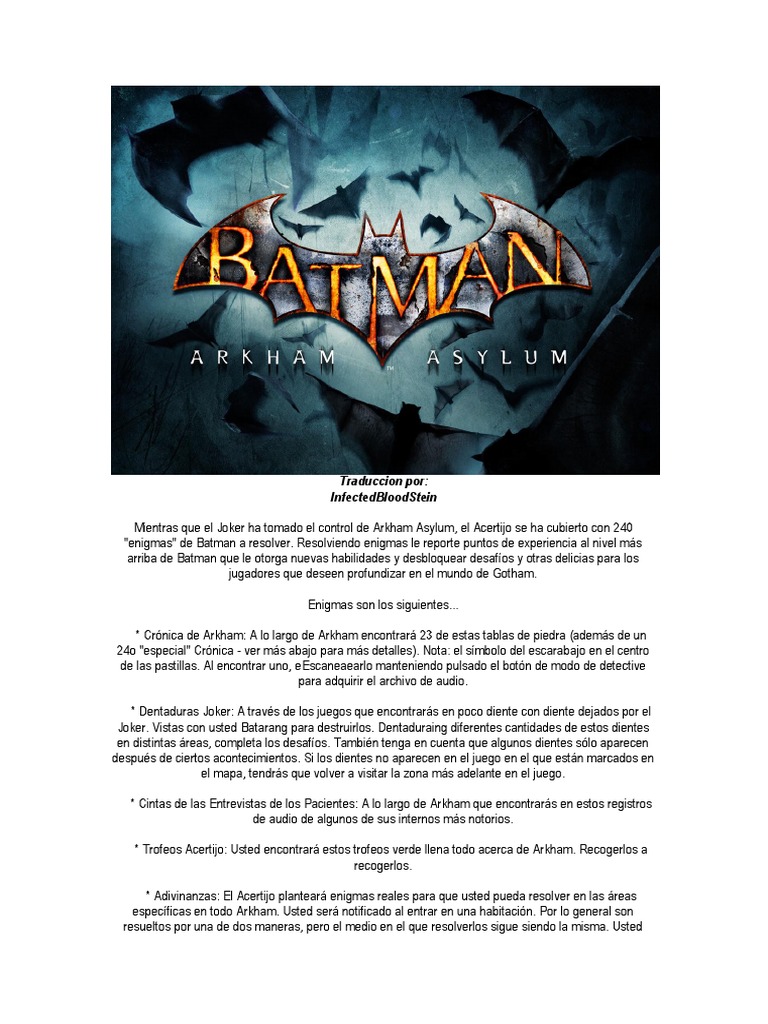 Batman: Arkham Asylum - Todos os Desafios do Predador 