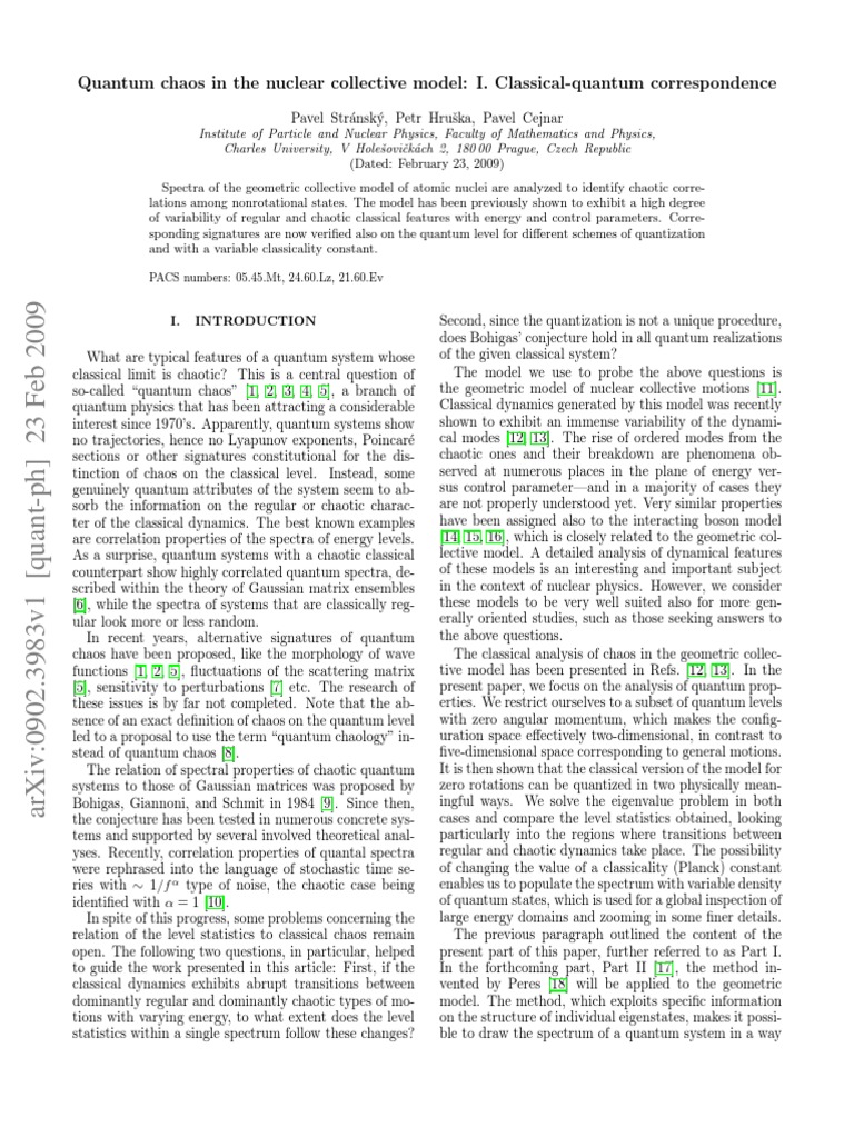 Quantum Chaos in The Nuclear Collective Model I. ClassicalQuantum Correspondence PDF