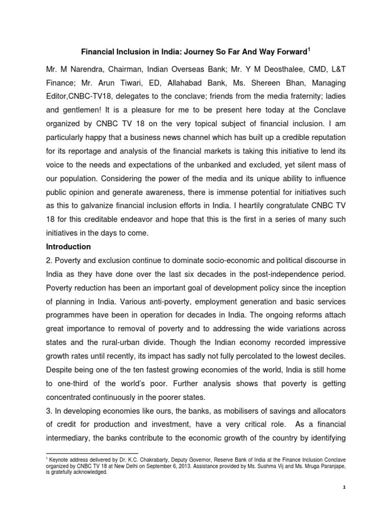 Financial Inclusion in India | PDF | Financial Inclusion | Reserve Bank ...