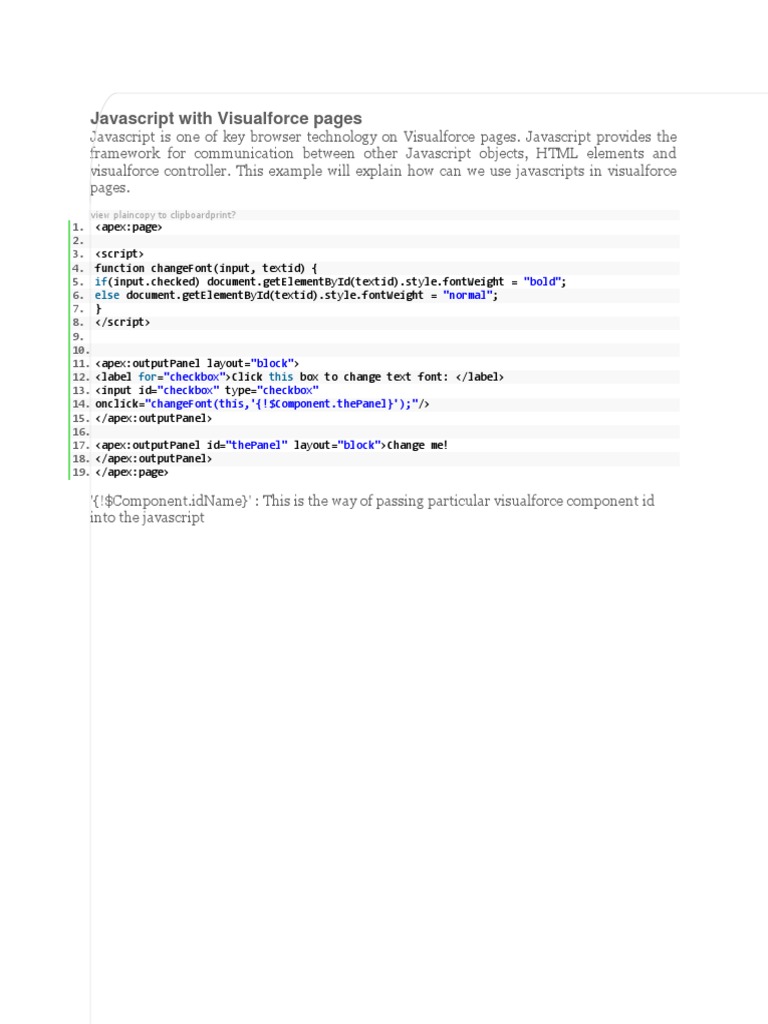 Javascript With Visualforce Pages PDF Java Script Application