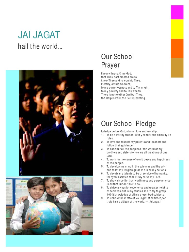 CMS School Pledge and Prayer | PDF | Creativity | Competence (Human ...