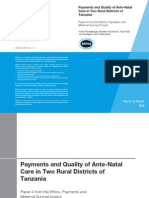 Payments and Quality of Ante-Natal Care in Two Rural Districts of Tanzania
