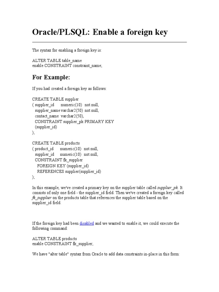 Enable Disable Constraint | PDF | Database Index | Data Management