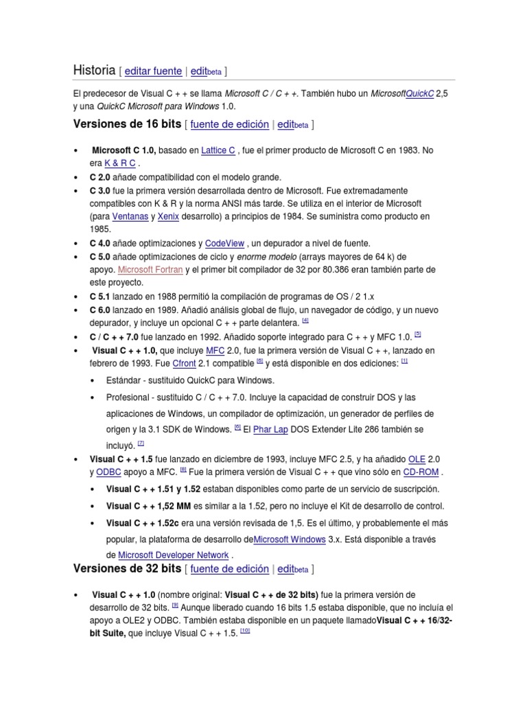 Historia de Microsoft Visual C++ | PDF | Microsoft Visual Studio ...