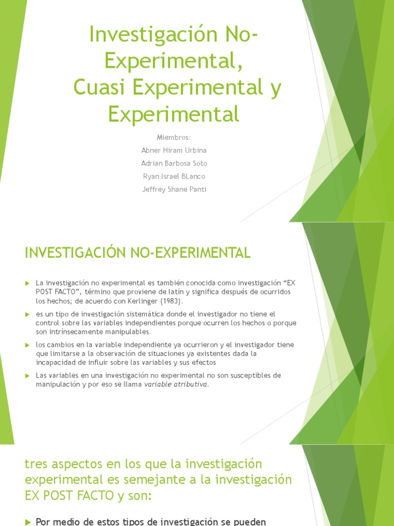 Investigación NoExperimental, cuasi experimental