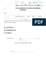 SECRETARÍA - Matriculación de Alumnado - Opción de Enseñanza Religiosa