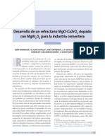 Desarrollo de Un Refractario Mgo-Cazro Dopado Con Mgal O para La Industria Cementera