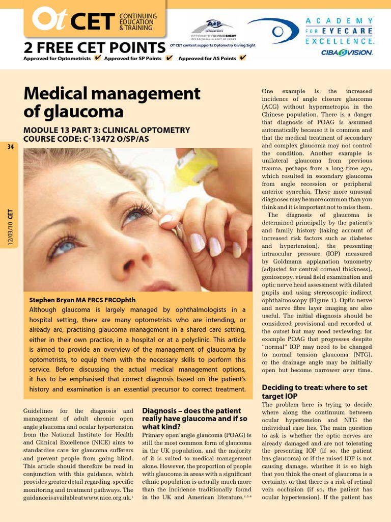 Medical Management Glaucoma Pdf Glaucoma Optometry