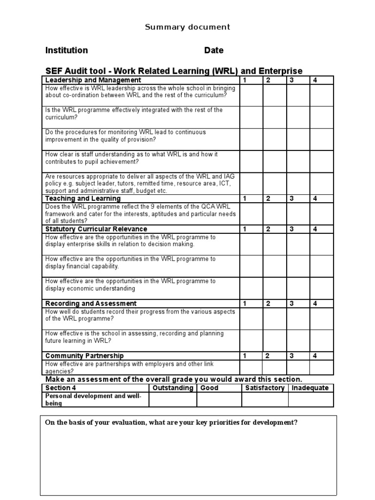 Evaluating Work Related Learning (WRL) | PDF