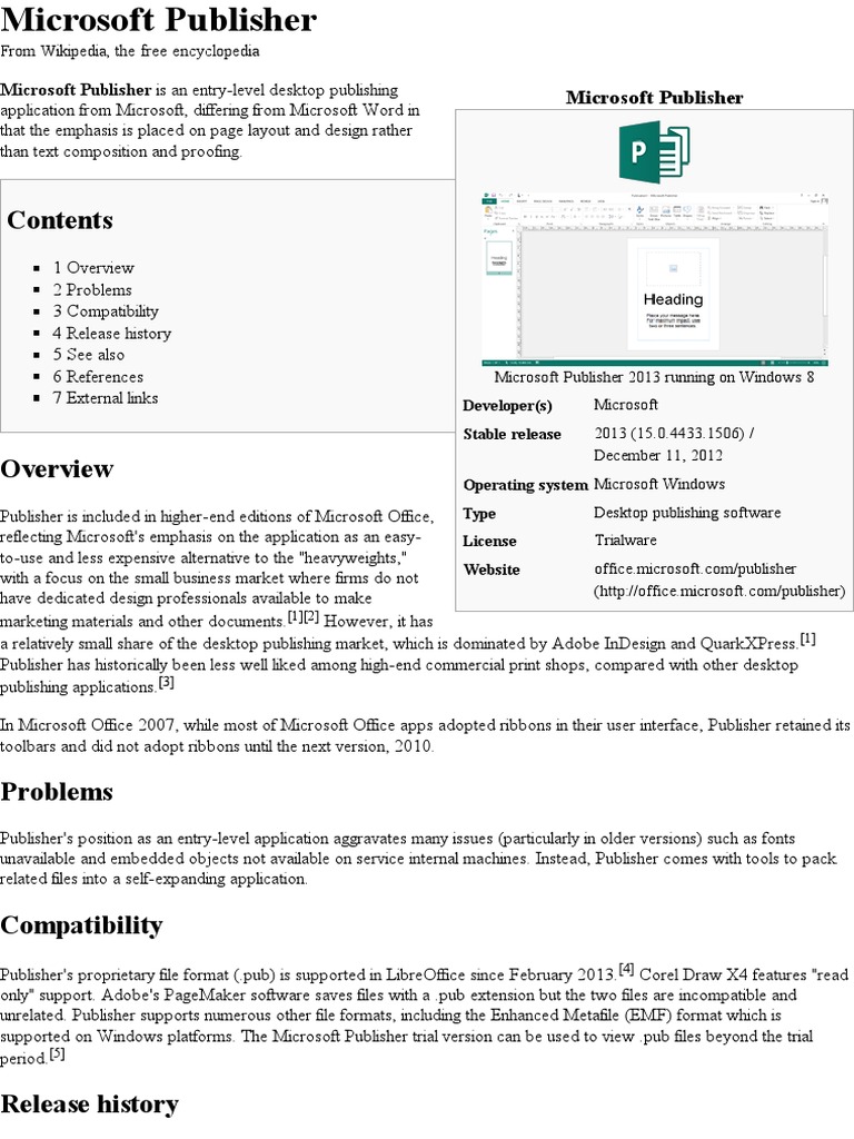 Microsoft Publisher - Wikipedia, The Free Encyclopedia | PDF | Software ...