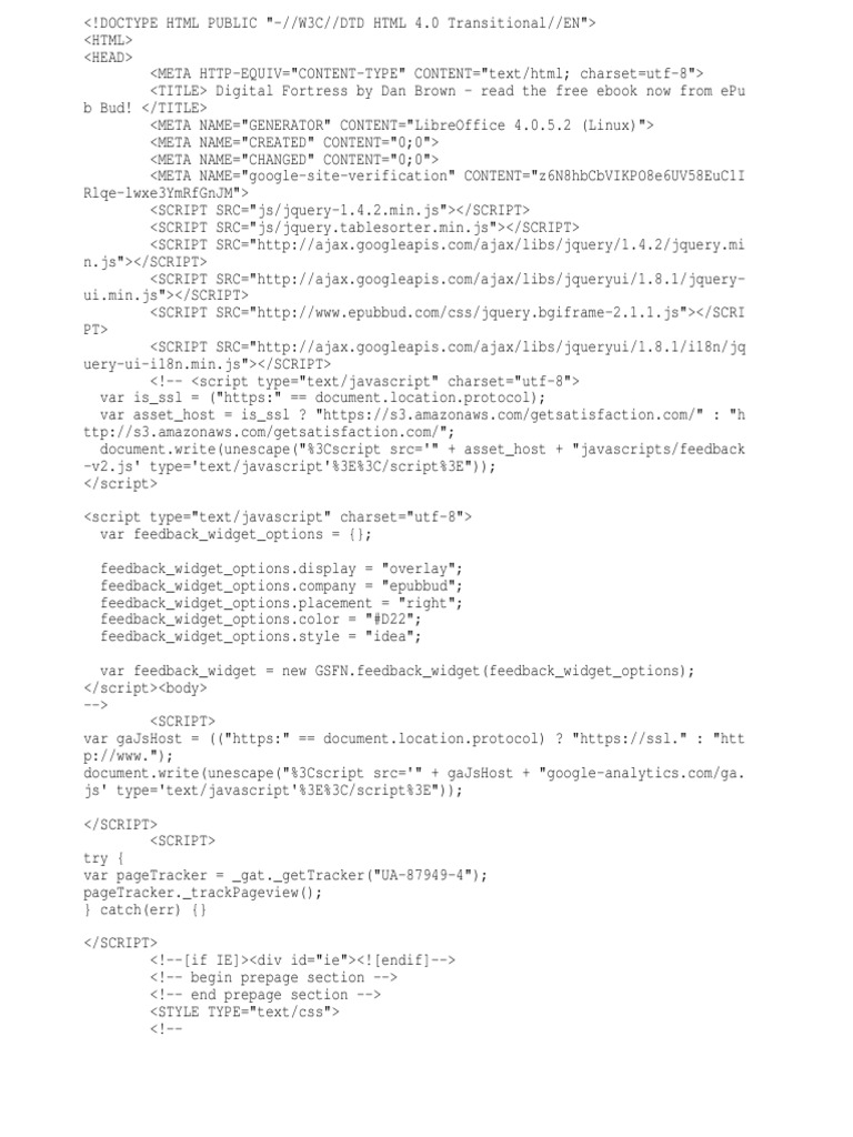 Digital Fortress PDF National Security Agency Cryptography