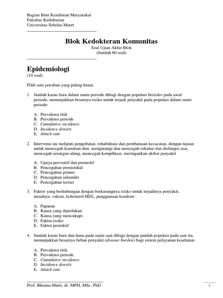 Kumpulan Contoh Soal Ujian Blok Kedokteran Jawaban Dikdasmen