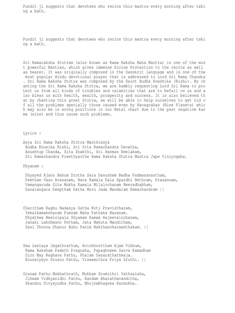 Rama Raksha Stotra scribd