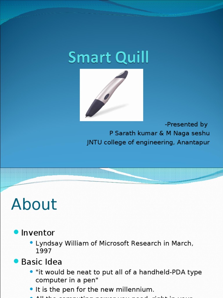 Smart Quill (By Sarath Kumar) PDF Accelerometer Pen