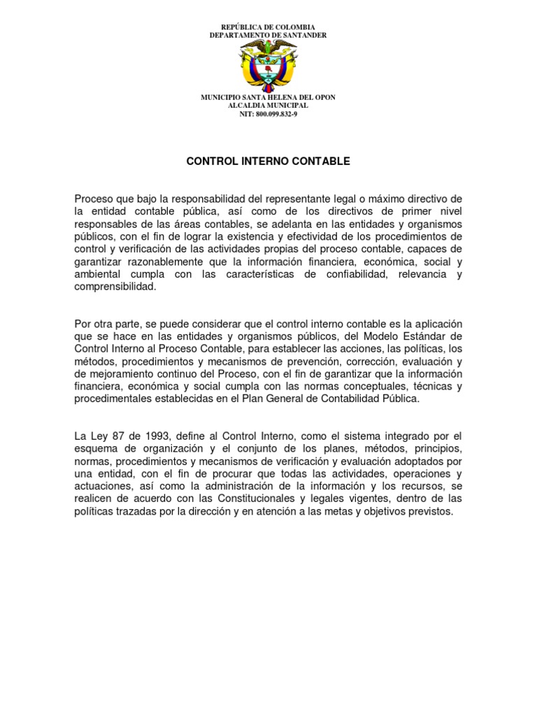 Manual Control Interno Contable | PDF | Principios contables ...