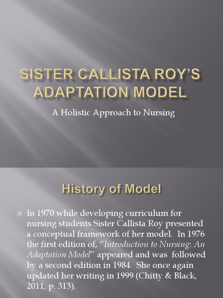 Final Sister Callista Roys Adaptation Model PDF Nursing