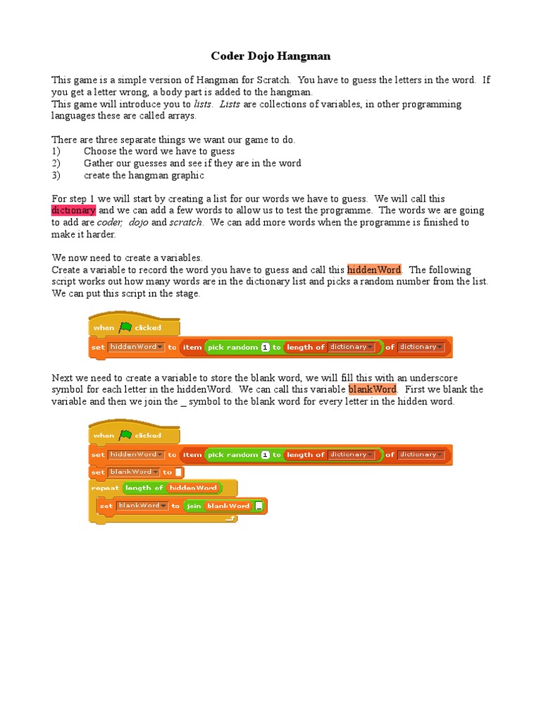 How To Make Hangman In Scratch