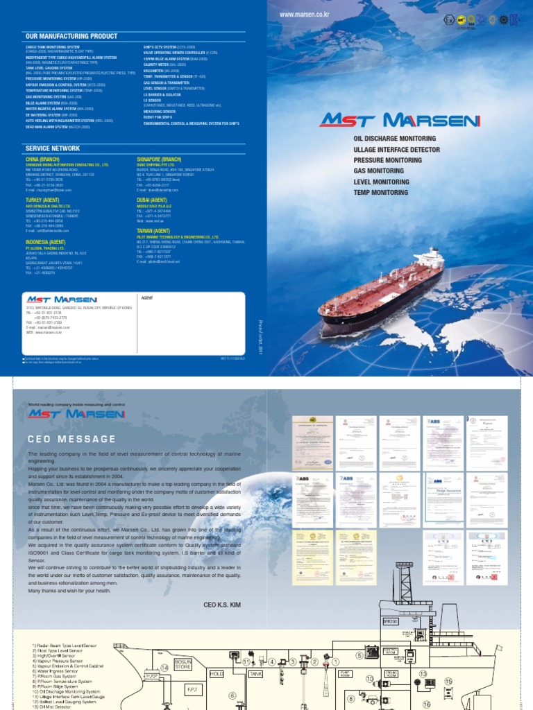 Draft and Ballast Tank level measuring system Model: BAL-2000 / Pneumatic  type - TES Industry