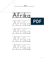 Afrika - Printable Handwriting Worksheet