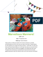 Marvellous Manners!: Child: Lujain Date: 4 Written By: Teacher Natasha