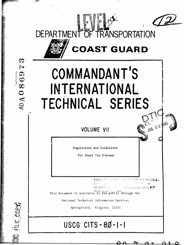 USCG Regulations & Guidelines For Inert Gas Systems (1980) PDF PDF