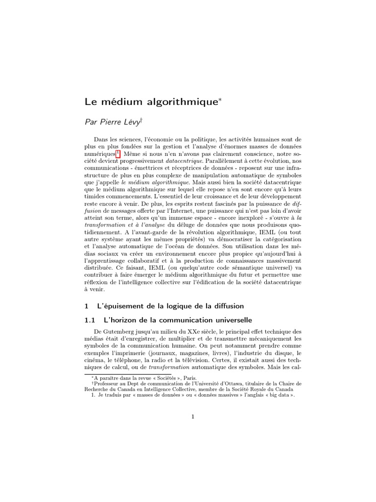 Médium algorithmique et société datacentrique | PDF | Média ...