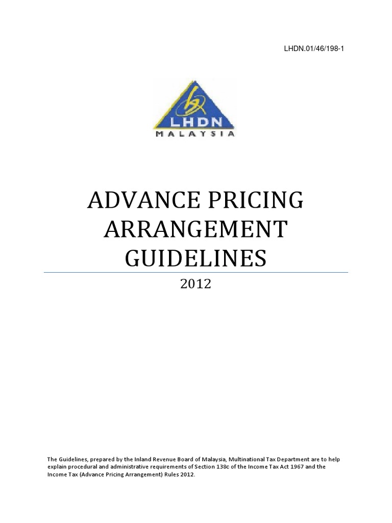 Malaysia Advance Pricing Arrangement Guidelines Lhdn Double - 