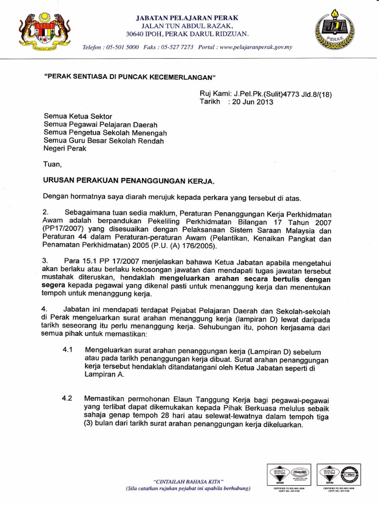 Surat Rasmi Mohon Kerja Kerajaan - Surat Ras