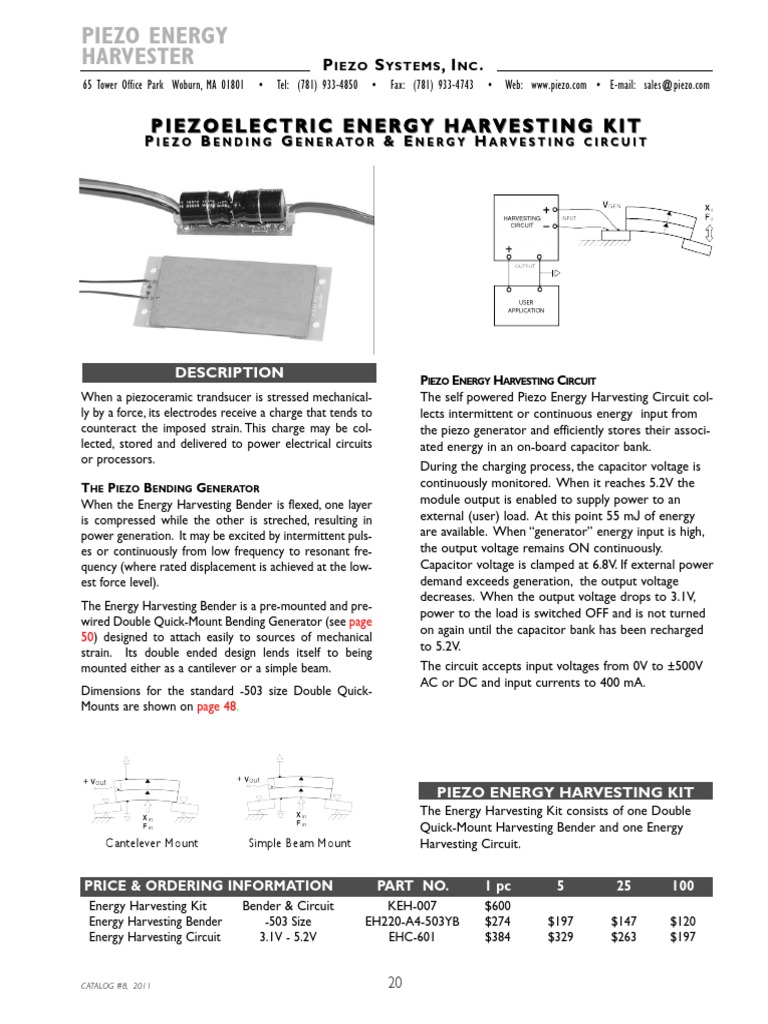 Piezo Energy Harvester: Piezoelectric Energy Harvesting Kit | PDF ...
