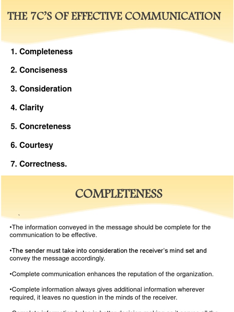 The 7C S of Effective Communication | PDF | Traditions | Communication