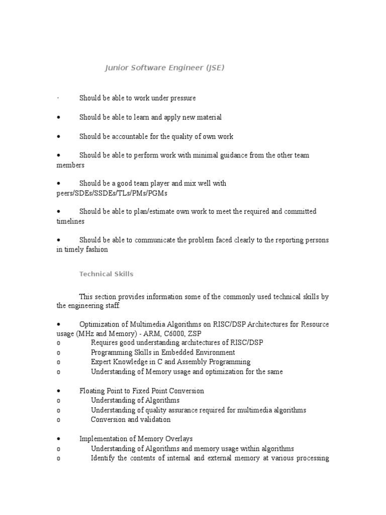 Junior Software Engineer Role Overview | PDF | Computers