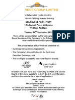 Sunbridge Group Ltd IPO Investor Briefing Invitation (Melbourne)