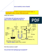 11 Position of Hydrogen in Reactivity Series