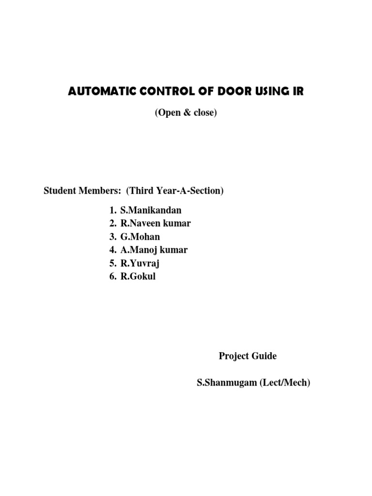IR-Based Automatic Door Control System | PDF