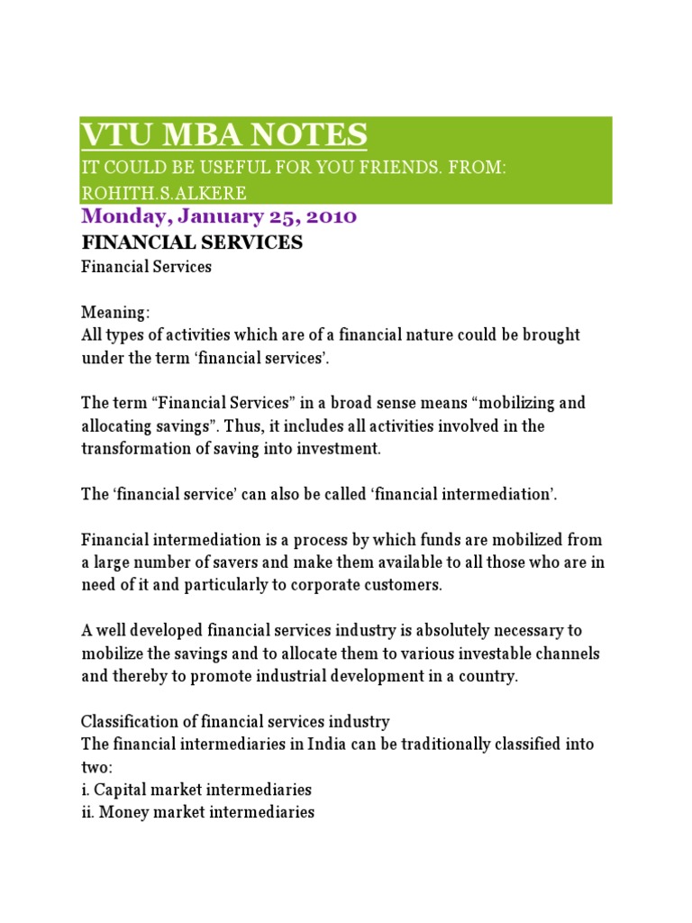 Financial Services Notes | PDF | Securities (Finance) | Derivative ...