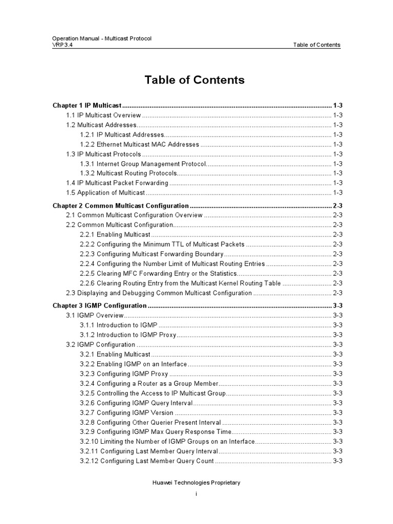 Operation Manual - Multicast Protocol VRP3.4 | PDF | Multicast | Ip Address