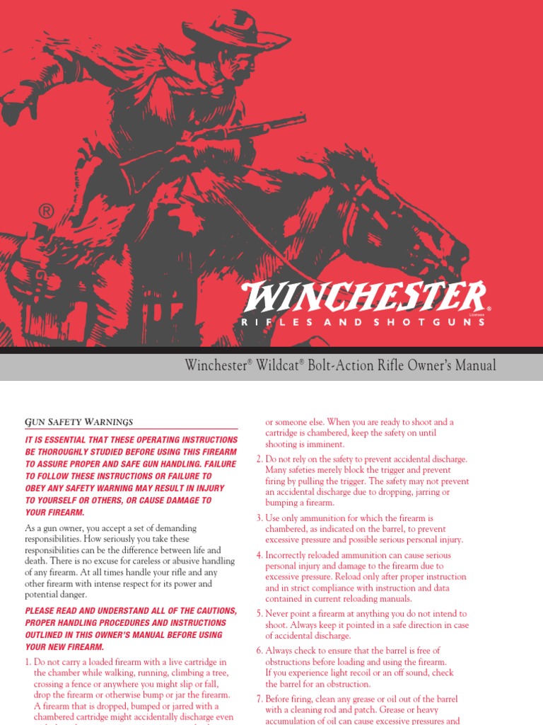 Winchester Wildcat BoltAction Rifle Owner's Manual PDF Magazine (Firearms) Firearms