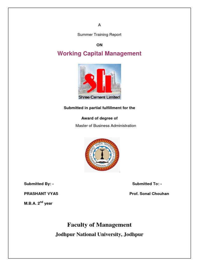 Working Capital Management in Cement Industry | PDF | Working Capital ...