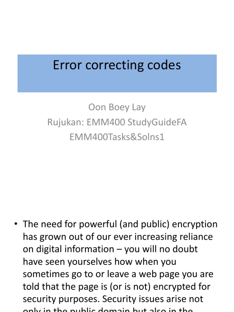Understanding Error-Correcting Codes | PDF | Code | Error Detection And ...