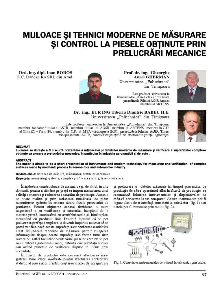 Metode de Masurare Moderne La Prelucrarile Prin Aschiere | PDF