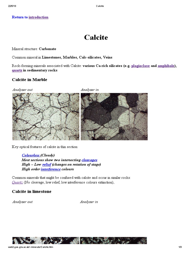 Calcite Mineral Properties and Features | PDF | Art | Technology ...