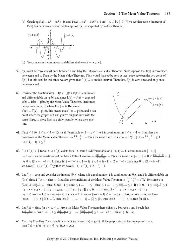 Section 4.2 The Mean Value Theorem 183 | PDF