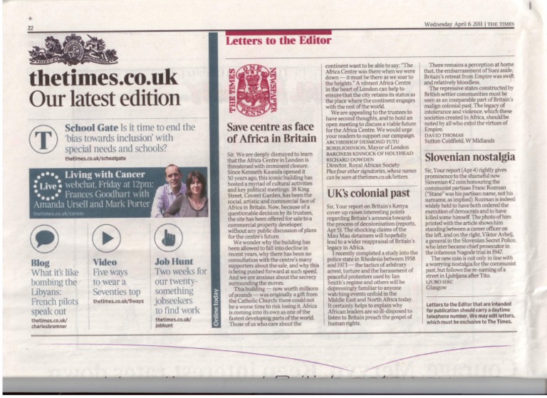 Thetimes - Co.uk Our Latest Edition: Letters To The Editor | PDF ...